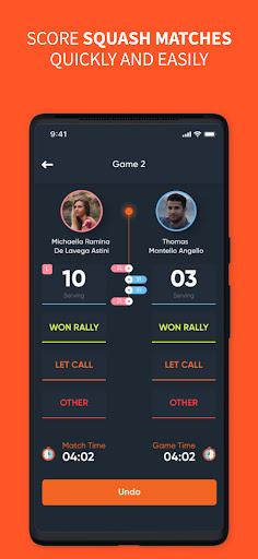 Android application Score Squash screenshort