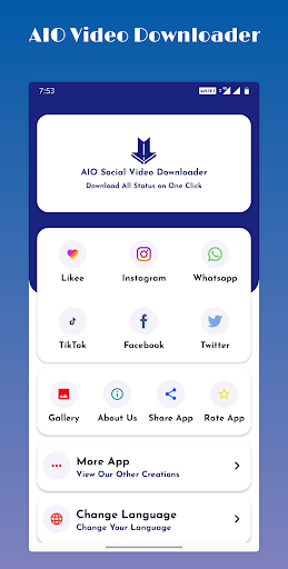 Android application AIO Social Video Downloader screenshort