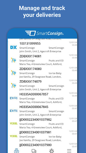 Android application SmartConsign Courier App screenshort