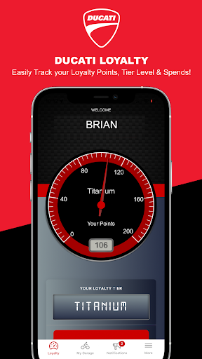 Android application Ducati Loyalty screenshort