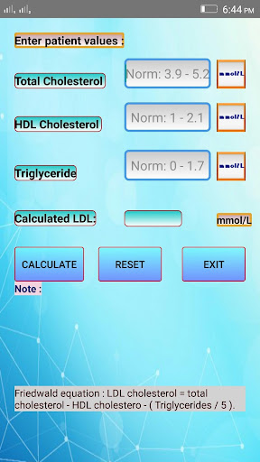 LDL Cholesterol Calculator Screen 3