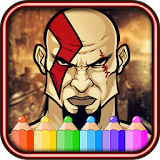 coloring the god of Warrior hero kratos icon