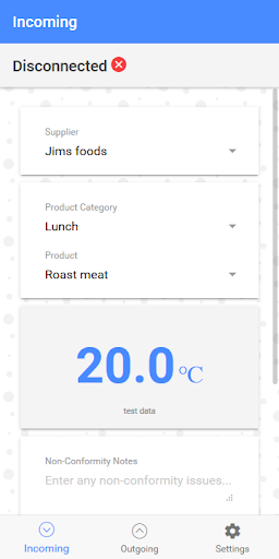 Android application Sentry TempCheck screenshort