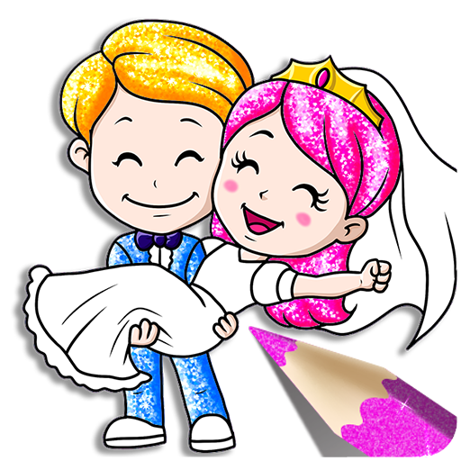 Glitter Bride and Groom Coloring Pages For Kids