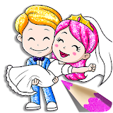 Glitter Bride and Groom Coloring Pages For Kids icon
