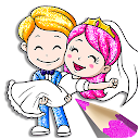 Glitzer Braut und Bräutigam Färbung 