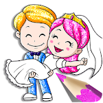 Glitter Bride and Groom Coloring Pages For Kids Apk
