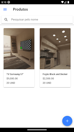 Android application Cadastro de Produtos Simples screenshort