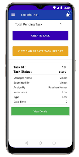 Android application Fastinfo Task Management screenshort