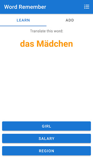 Android application Learn German Words screenshort