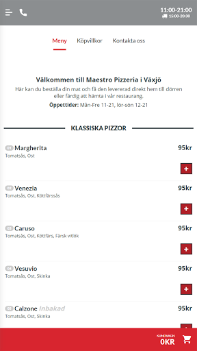Android application Pizzeria Maestro Växjö screenshort