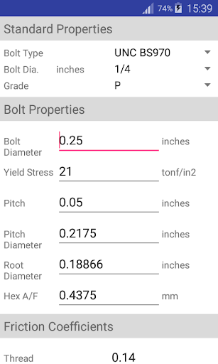 Android application Torque Calculator screenshort