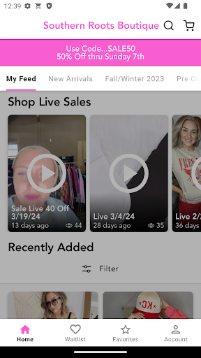 Android application Southern Roots Boutique screenshort
