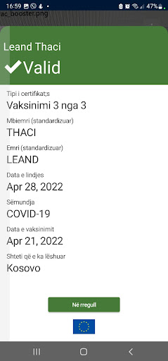 Kosovo Covid Verifier App Screen 2