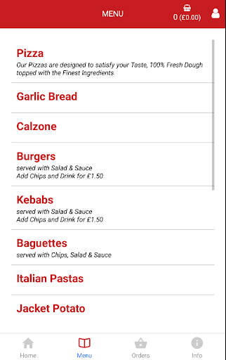 Android application Priory Pizza L4 screenshort