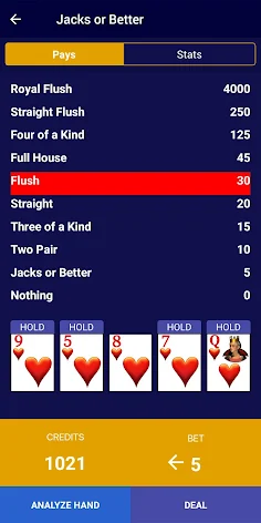 Video Poker Wizard - Screenshot 2