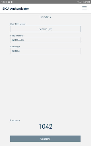 SICA Authenticator Screen 3
