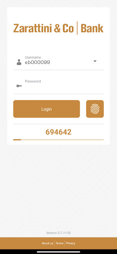 Android application ZarattiniBank e-Banking screenshort