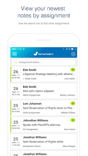Android application PartnerSelect screenshort