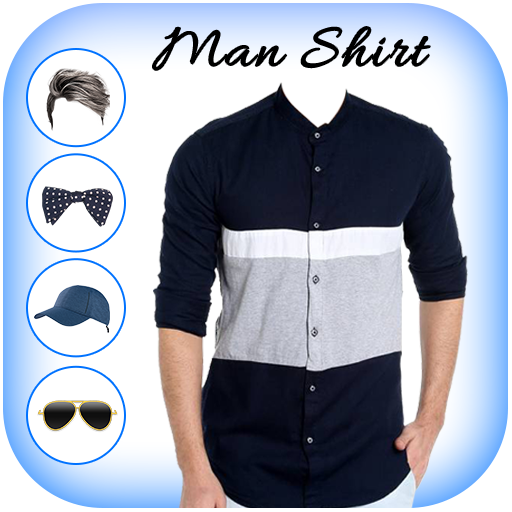 Man Blue Shirt Photo Suit logo