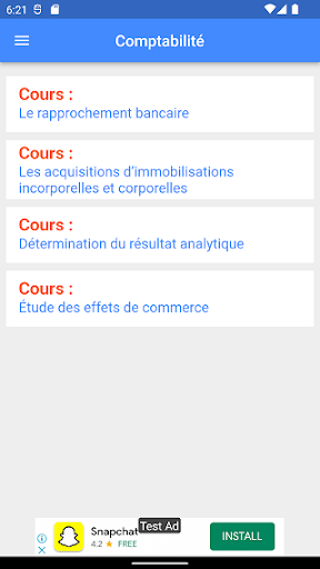 Android application Cours de Comptabilité screenshort
