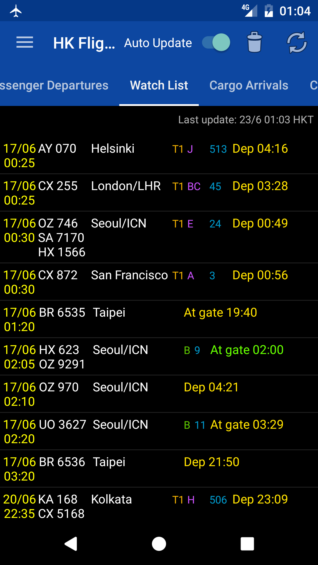 Android application Hong Kong Flight Info screenshort