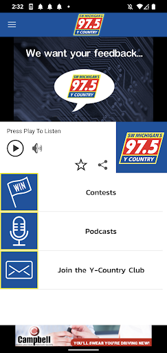 Android application 97.5 Y Country screenshort