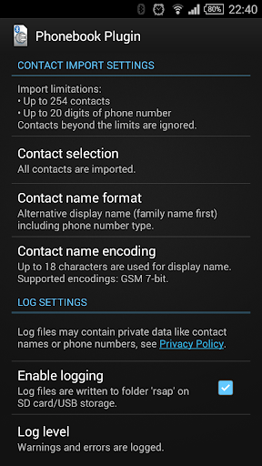Android application rSAP Phonebook Plugin screenshort