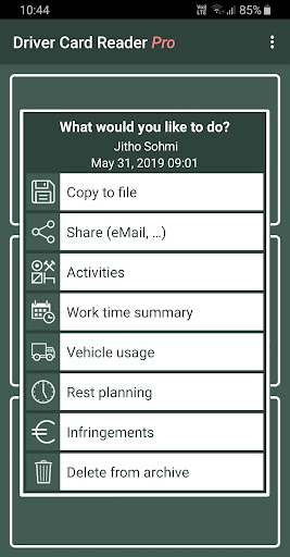 Driver Card Reader PRO Screen 2