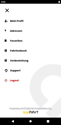 Appfahrt Taxi-App Screen 2