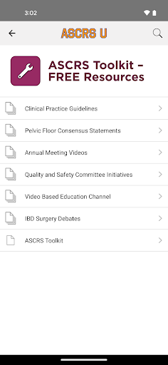 Screenshot of ASCRS U: Colorectal Surgery