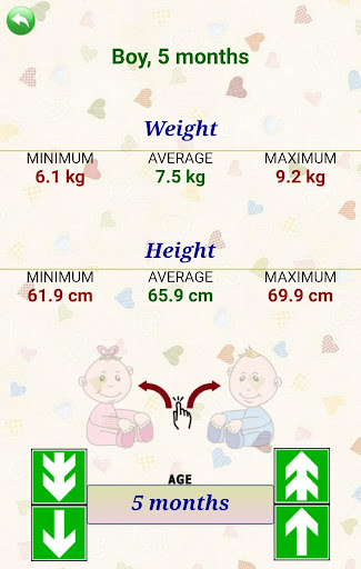 Baby weight and height Screen 2