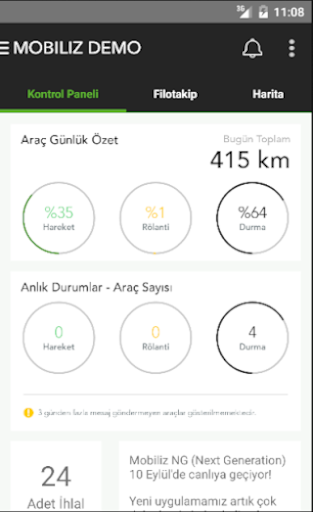 Android application DESKİ AraçTakip screenshort