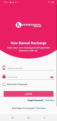 Android application New Bansal Recharge screenshort