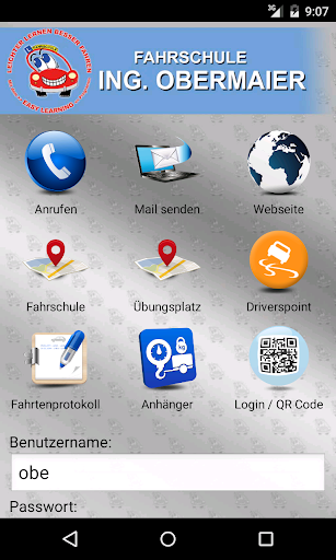 Android application Fahrschule Obermaier screenshort