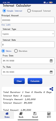 Android application Interest Calculator screenshort