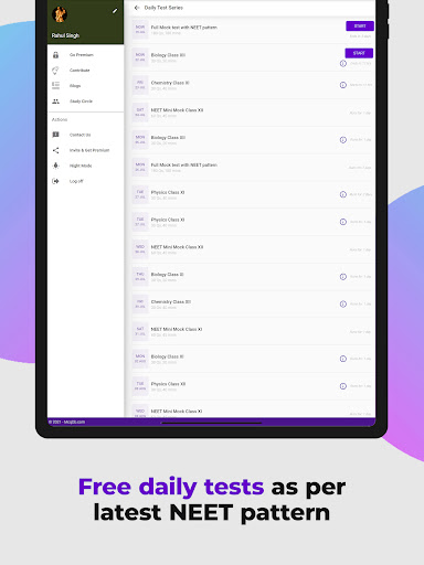 Screenshot of NEET Preparation App by Darwin
