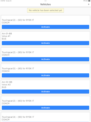 Tour-agenda.com driver 2.0 Screen 2