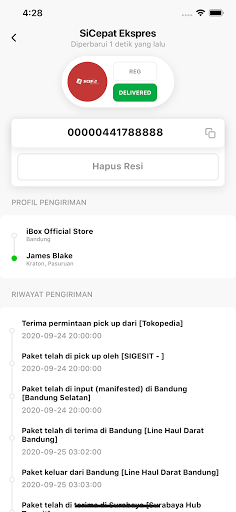 Kiriman: Cek Resi & Ongkir Screen 2