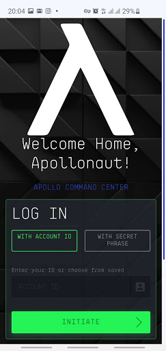 Android application Apollo wallet screenshort