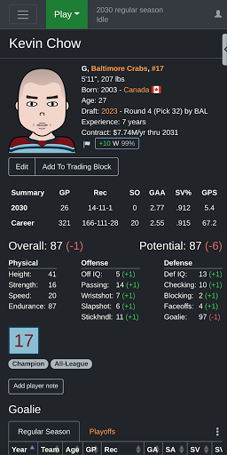 Android application ZenGM Hockey screenshort
