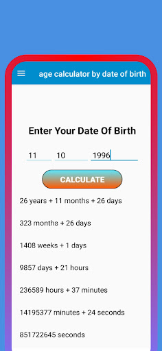 date of birth calculator﻿ Screen 2