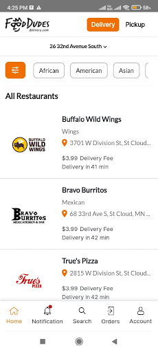 Food Dudes - Food Delivery Screen 3