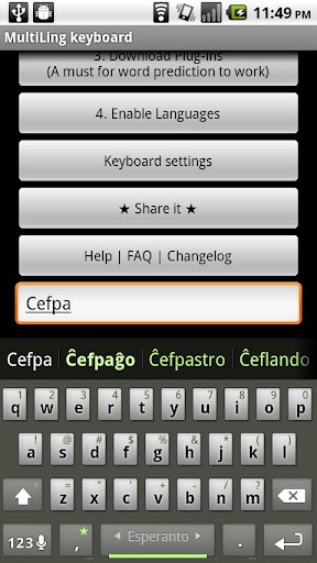 Android application Esperanto Keyboard Plugin screenshort