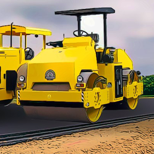 Highway road construction game logo