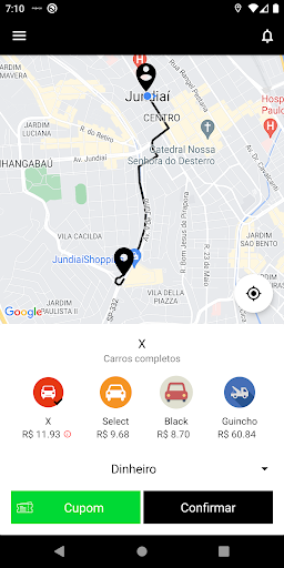 Android application Mobycar - Passageiro screenshort