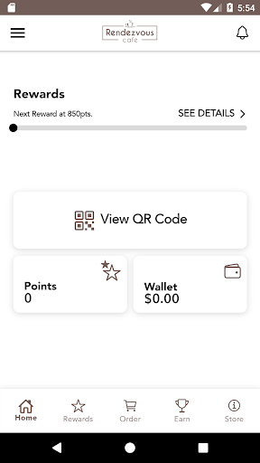 Android application Rendezvous Cafe Rewards screenshort