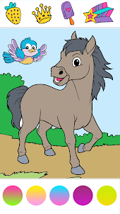 Horse coloring game glitter