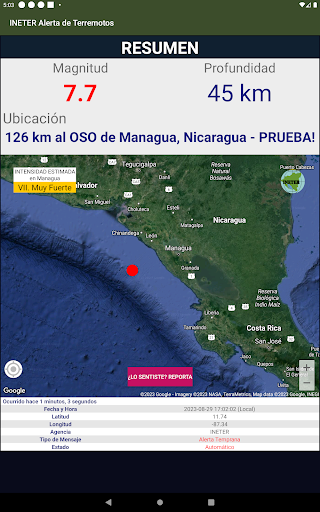 INETER Alerta de Terremotos