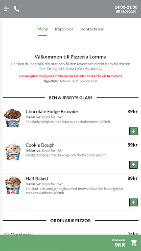 Android application Pizzeria Lomma screenshort